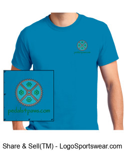 Embroidered Pedals4Paws Gildan Adult Unisex Ultra Cotton T-shirt Design Zoom